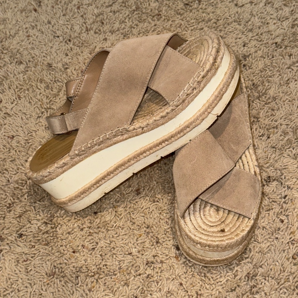 EUC Marc Fisher Gandy Platform Suede Leather Espadrille Sandal Size 9 - Picture 2 of 10